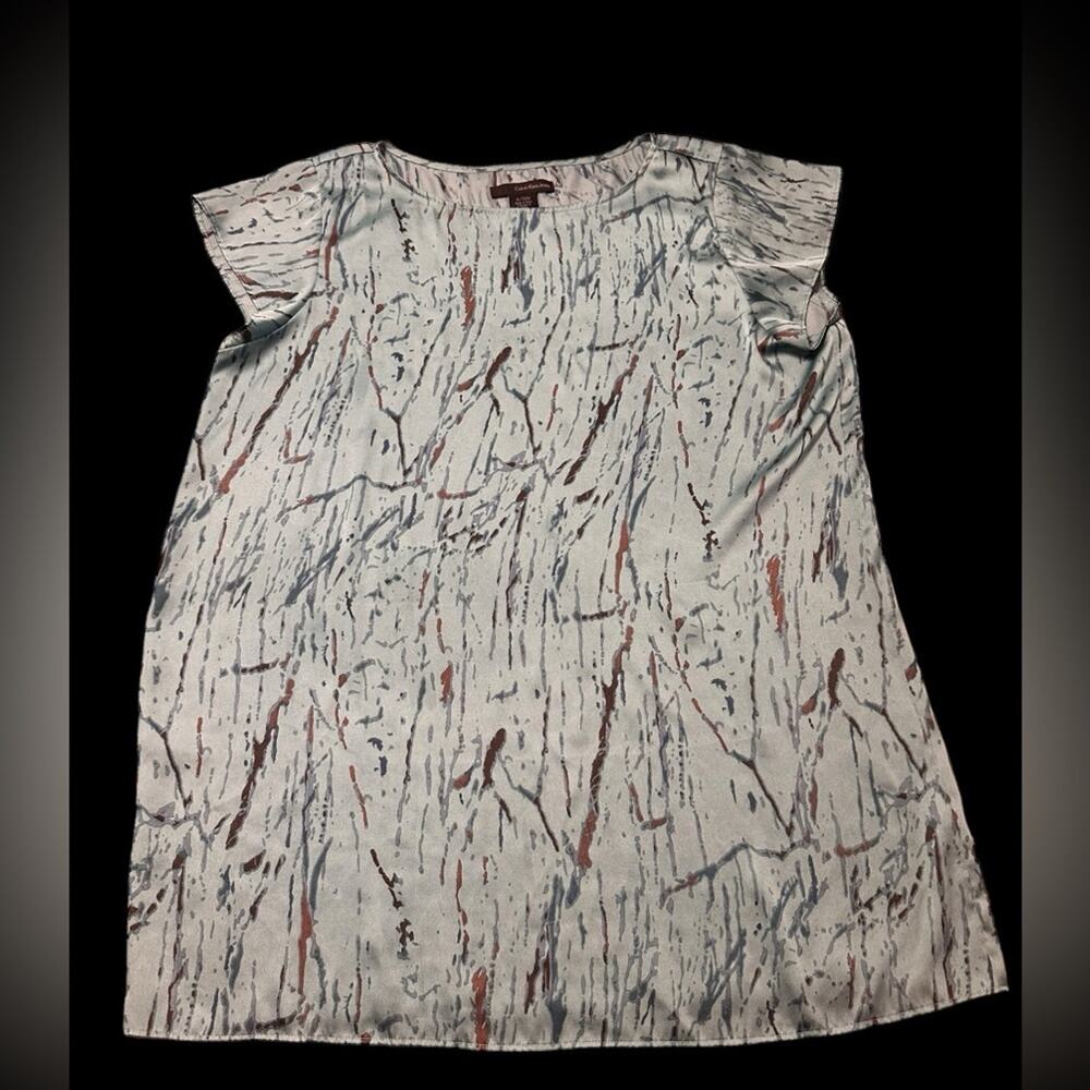 Calvin Klein Jeans Silky Blue Short Sleeve Blouse Women's Size XL - Picture 1 of 5